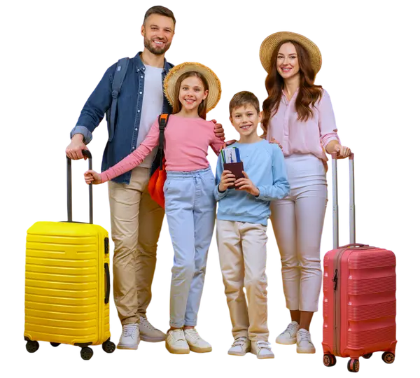 Family celebrating approved online travel documents from Travel Smart Travel Fast