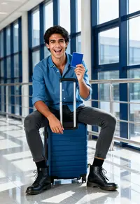 Traveler holding passport and approved travel documents from Travel Smart Travel Fast